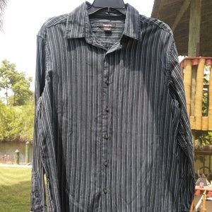 Claiborne Long Sleeve Blue/Gray Stripe Casual/Dres